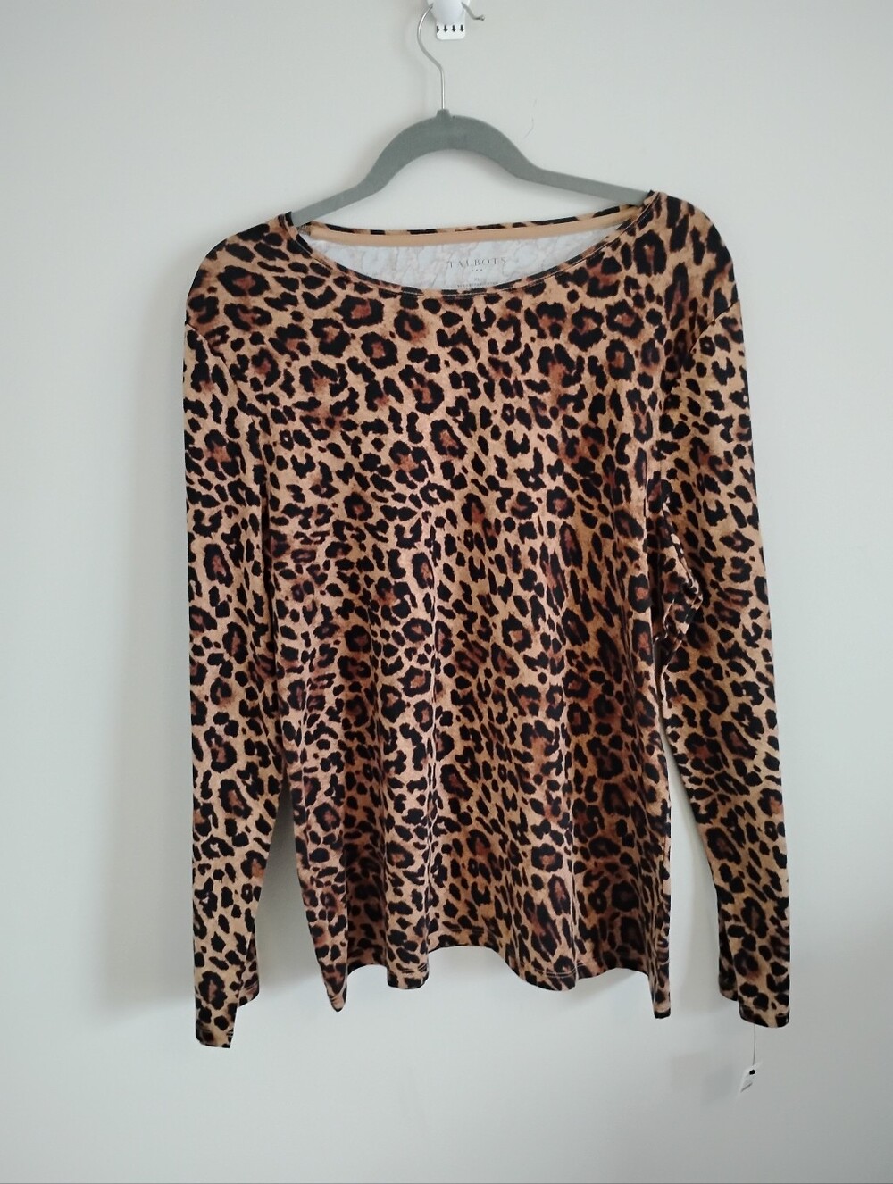 Leopard Print Long Sleeve Women's Top - Tan/Brown